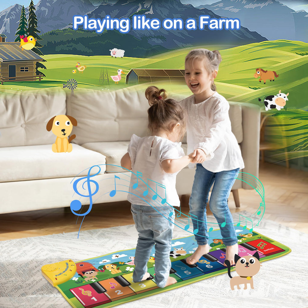 FOKI Floor Piano Mat, Baby & Toddler Toys for 1-3 Year Old Boys & Girls | Sensory Musical Toy with 5 Modes, Dual Volume Controls and 8 Music Cards, Gift-Ready for Birthdays and Christmas