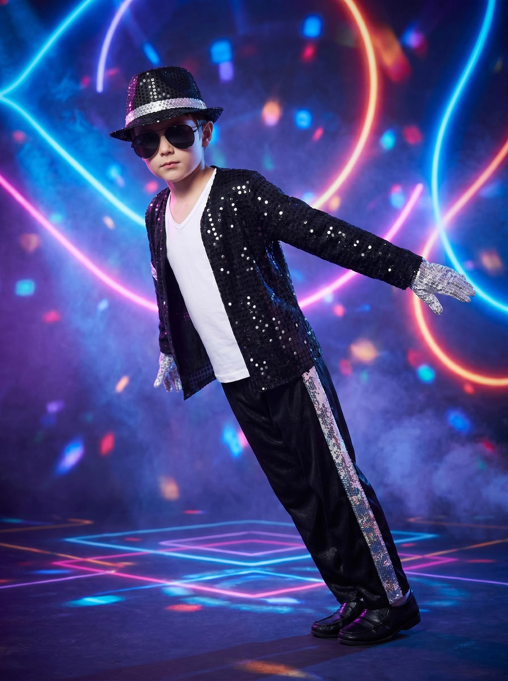 BAURGHOP Kids Dance Star Costume for Boys 80s 90s Pop Stage Outfits for Halloween