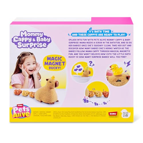 Pets Alive Mommy Capybara and Baby Surprise by ZURU | Surprise babies to reveal; babies magically follow mommy; interactive robotic pet; unbox & collect; gift for kids