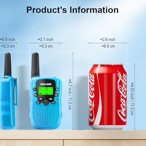 SANJOIN Walkie Talkies for Kids, Birthday Gifts for Girls 4 5 6 7+Years Old | 3 Miles Long Range, Clear Sound, 22 Channels 2 Way Radio to Camping Hiking Outdoor Games Toys for Girls Boys Ages 3-12