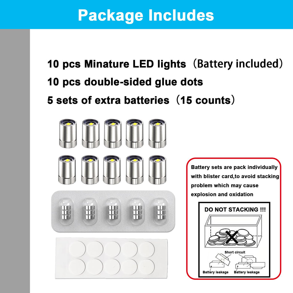 SUZEYAR 10 pcs Miniature Led Lights,Tiny Lights for Hand Craft/DIY,Miniature Lights Battery Powered, Dollhouse Light,Mini Lights for Toy Brick Building Blocks- 10 Pack (Warm White)