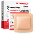 FRESINIDER Silicone Foam Dressing with Adhesive Border – Wound Dressing Bandage – Silicone Foam Pad – Pack of 10 – 4 x 4 Inches Large Waterproof Bandages – Self Adhesive Wound Care and Dressings