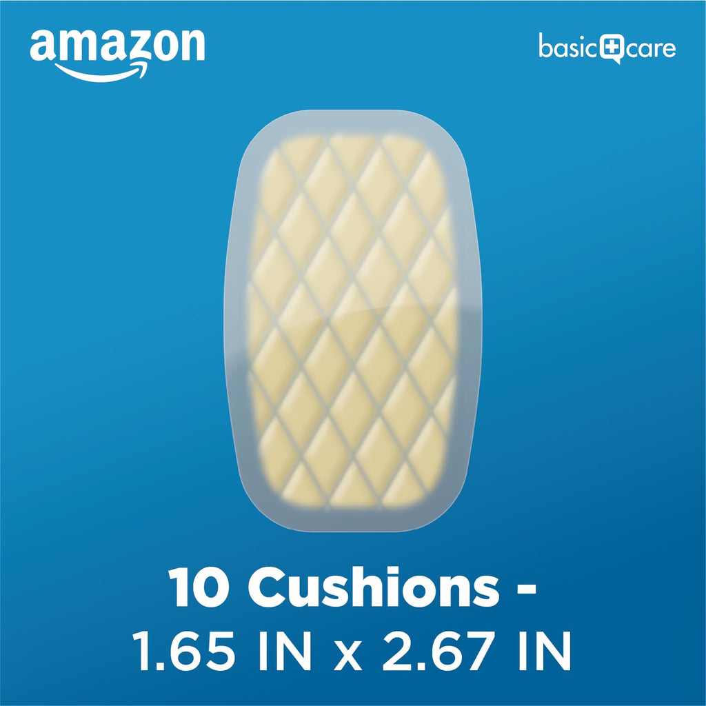 Amazon Basic Care Extreme Hydrocolloid Gel Blister Cushion Bandages, Self-Adhesive, Reduces Rubbing & Friction, Long-Lasting Multi-Day Use, 1.65 in x 2.67 in, 10 ct