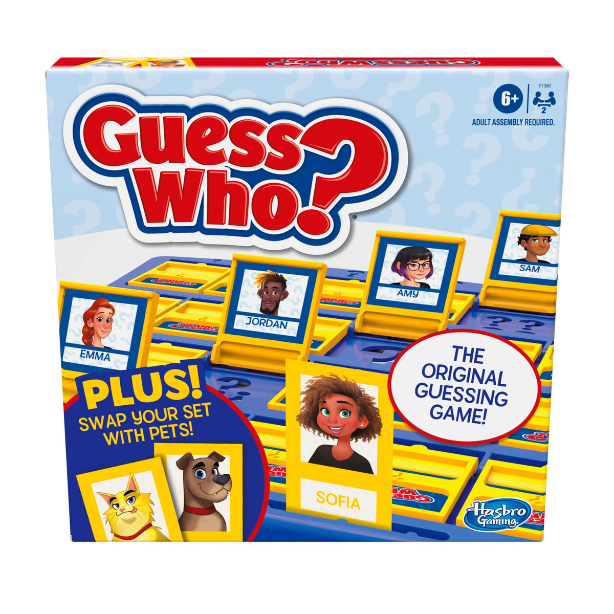 Hasbro Gaming Guess Who? Plus Board Game with People & Pet Cards | 2 Players | The Original Guessing Game for Kids | Ages 6+ (Amazon Exclusive)