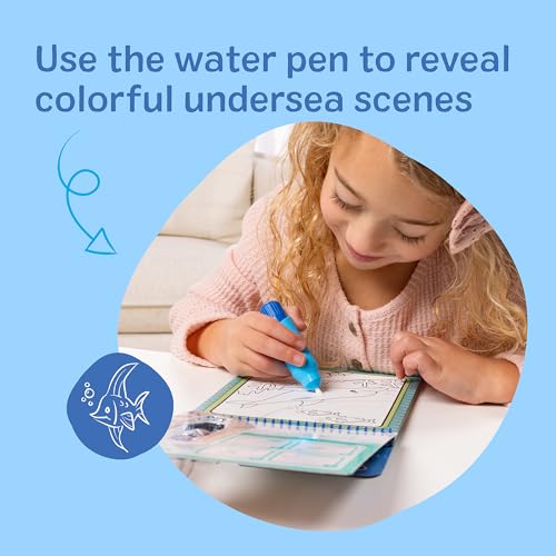 Melissa & Doug On the Go Water Wow! Under the Sea Color-Reveal Activity Pad | 4 Reusable Coloring Boards, Refillable Water Pen, Mess-Free Travel Toys, Arts & Crafts, Preschool Toys for Kids, Ages 3+