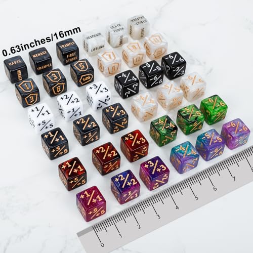 102 Pieces MTG Dice Counters Set Bulk Ability Keyword Tokens Shield Life Counters 6 Sided Dice for Magic The Gathering TCG Card Gaming Accessories C