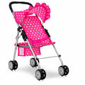 My First Baby Doll Stroller for Kids – Foldable Toy Stroller for 18 Inch Dolls with Storage Basket, Double Wheels & Canopy – Pretend Play Toy Stroller