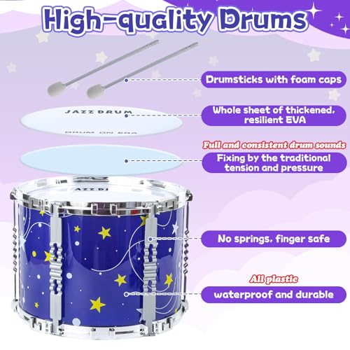 LinseyFun Upgraded Kids Drum Set for Toddlers 3-5, Light-up Jazz Drum Toy | Upgraded Kids Drum Set for Toddlers 3-5, Jazz Ages 4-6, Star Light up Musical Instrument Toy for Boys Girls 5-7 (All Plastic)