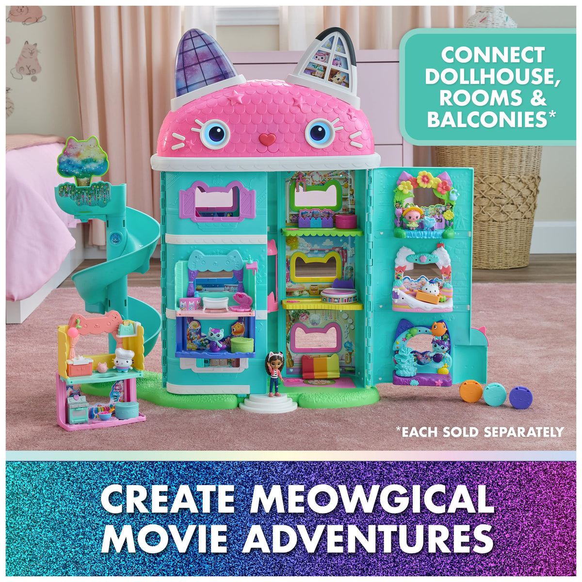 Gabby's Dollhouse The Movie, MerCat's Spa-wesome Bathroom Playset Set | Spa-wesome Bathroom Playset, Dollhouse Accessories, Surprise Toy, Imaginative Play, Kids Toys for Girls & Boys Ages 3+