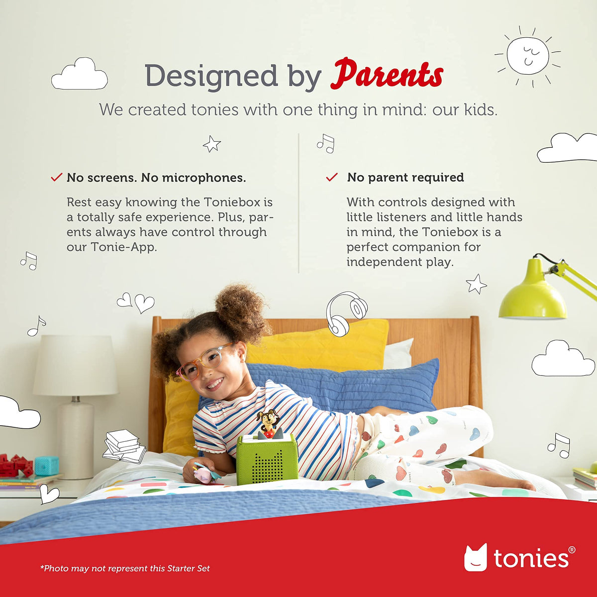 Toniebox 1 Audio Player Starter Set with Playtime Puppy - Listen, Learn, and Play with One Huggable Little Box - Red