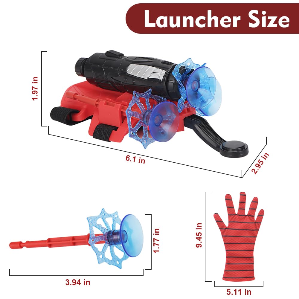 Xohny Spider Web Shooters with Glove for Kids Cosplay Party Favor | Superheroes Wrist Launcher Toy, Halloween Party Supplies, Christmas Stocking Stuffers, Birthday Gift for Boys Girls
