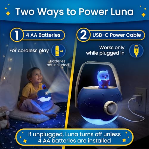 LUNA STORYTIME Kids Pink Book Projector - 5 Read Aloud Fairytale Stories, 5 Songs, Ages 3+
