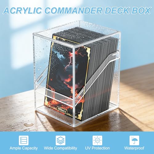 Mlikero Card Deck Cases, 6 Pack Acrylic Commander Deck Box Holding 100+ Sleeved Cards with 6 Dividers, Clear Card Storage Box Fit for MTG, TCG, Sports Cards