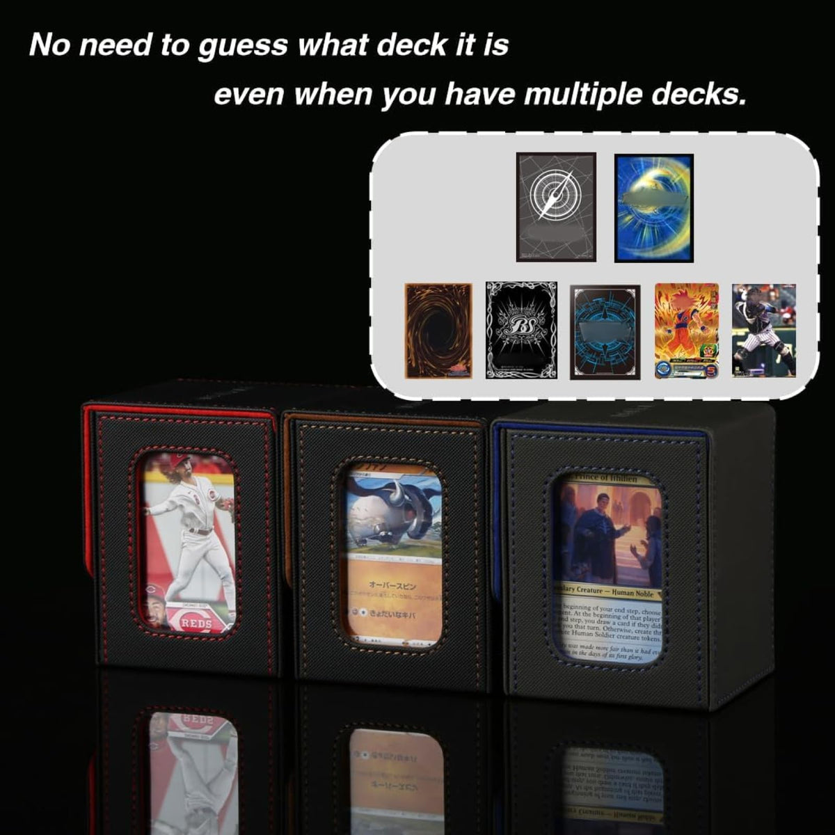 Venssu MTG Deck Box with Commander Display, Fits TCG Cards (Black＆Brown) | Holds 120 Single/100 Double-Sleeved Cards, Fit MTG/PTCG/OPTCG Cards, Strong Magnet, PU Leather, With 2 Dividers & 1 Toploader