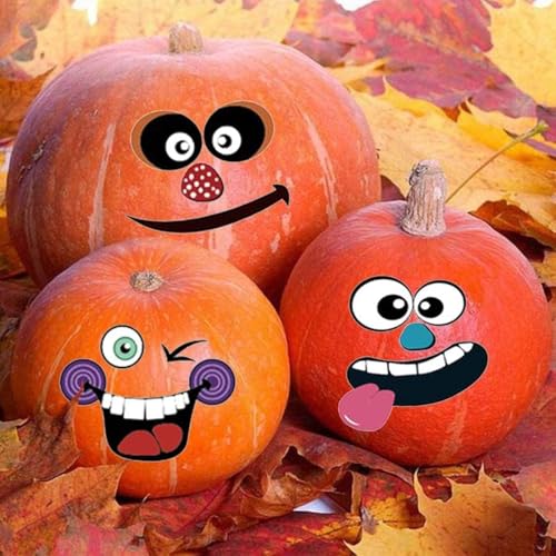 Halloween Mini Pumpkin Decorating Stickers for Kids Toddlers Party Favors | 18 sheets, 36 pack, small, pumpkin face stickers, treat gifts