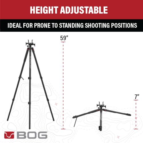 BOG DeathGrip Hunting Tripod, 7"-59", Lightweight, Gun Clamp, Shooting Rest