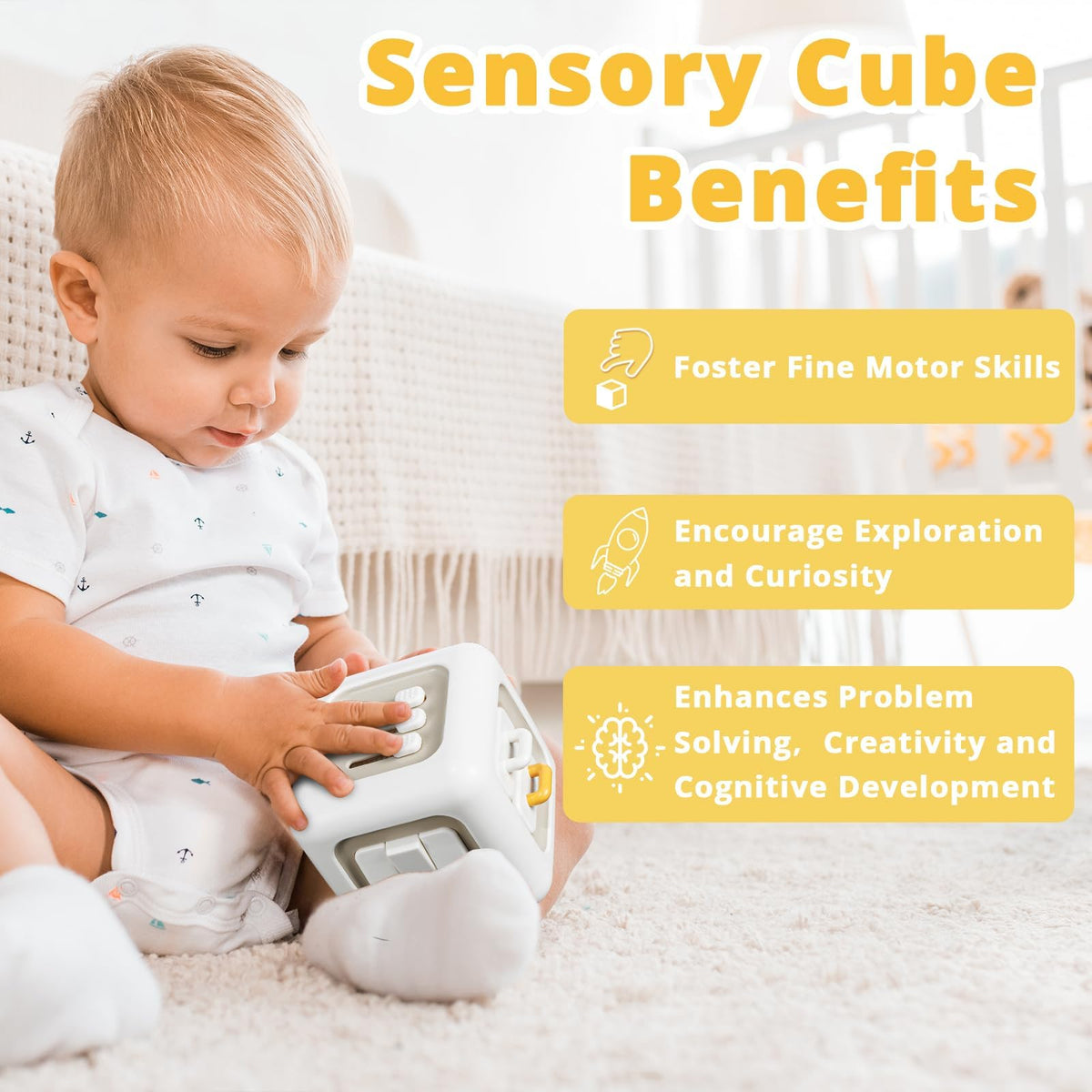 SOCBTNSO Montessori Busy Cube Travel Toy for Toddlers | Learning Fine Motor Skills, Toys for 1 Year Old Boy, 6 9 12 Months Baby Shower Gifts