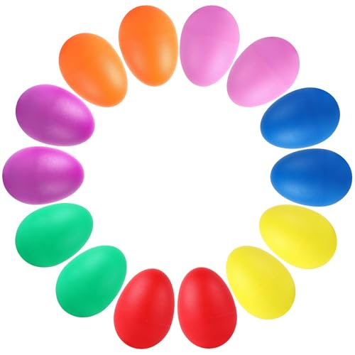 Augshy 14PCS Plastic Egg Shakers Musical Instruments and Maracas for Kids | PEaster Party Shaker Eggs Design,Develops Rhythm And Sound Skills,14 PCS Colorful Egg Maracas Set