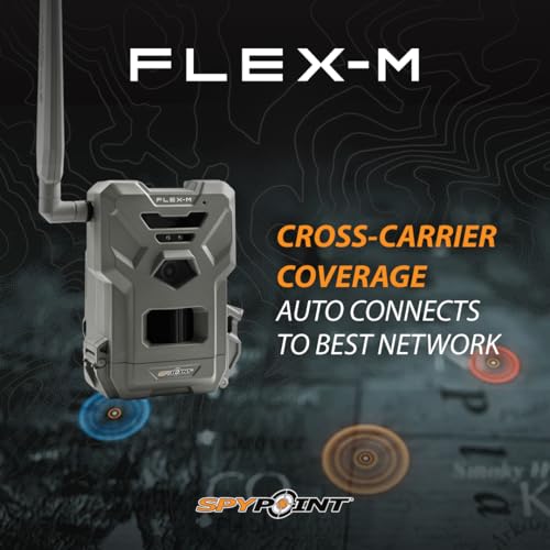 SPYPOINT Flex-M Twin, Cellular Trail Camera, Night Vision, Free Photo Plan | Auto Multi Cell-Network, LTE, GPS, Waterproof, 0.5 Second Trigger, 28MP Photo, 720p Video+ Sound, 90Ft Motion Dection & Flash