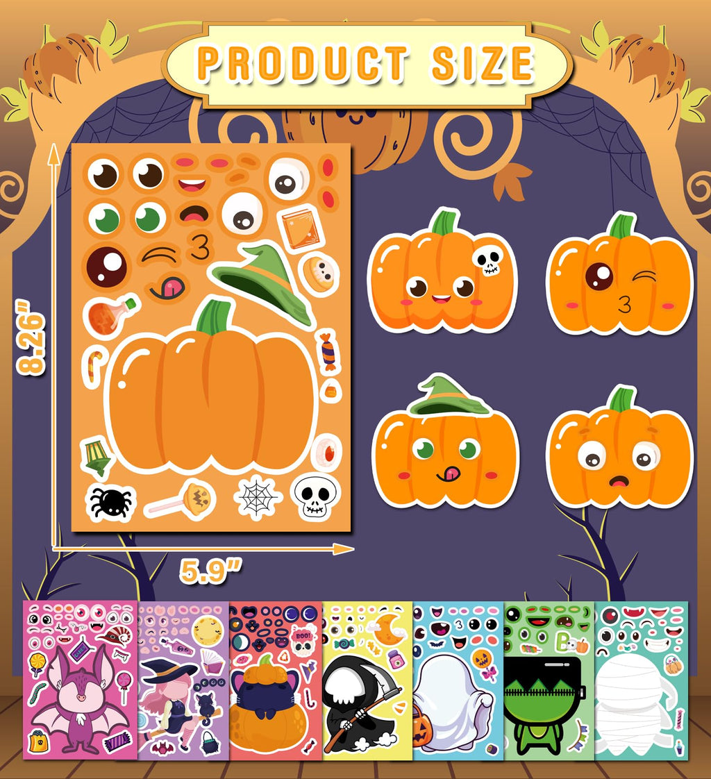 Halloween Party Favors,Halloween Stickers,DIY Crafts Stickers for Kids | Kids Halloween Decorations Games Toys Gifts Treats Activities Party Supplies,Halloween Goodie Bags (24 Sheets)