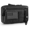 FRTKK Tactical Molle Admin Pouch Utility Laser Cut EDC Tool Pouch Bag Horizontal Modular Pouches Include US Flag Patch and Keychain