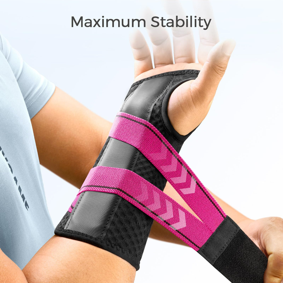 FREETOO Carpal Tunnel Wrist Brace Night Support.Pink,Right Hand,S/M | Wrist Splint,Hand Brace,Tendonitis,Sprain,Arthritis;Sleeping,Work,Type;Breathable,Adjustable;Metal Plate,One-Step Wear