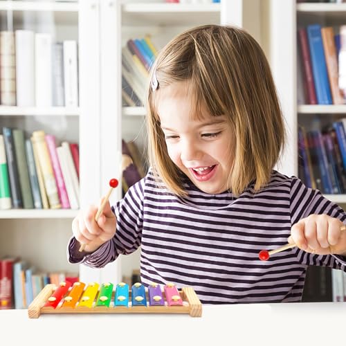 MCPINKY Xylophone for Kids with 2 Mallets, Wooden, Rainbow | Baby Xylophone, Musical Instruments Toy for Toddlers, Birthday Party Favors