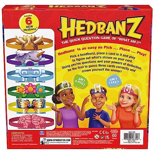Spin Master Games Hedbanz Picture Guessing Game for Family Game Night | Hilarious Guessing Game of "What Am I?" with Easy-to-Read Picture Cards, Builds Deductive Reasoning, 2-6 Players, Ages 6+