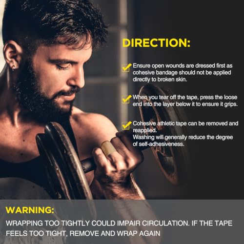 OK TAPE 12 Rolls Self Adhesive Bandage Wrap, Cohesive Elastic Athletic Tape