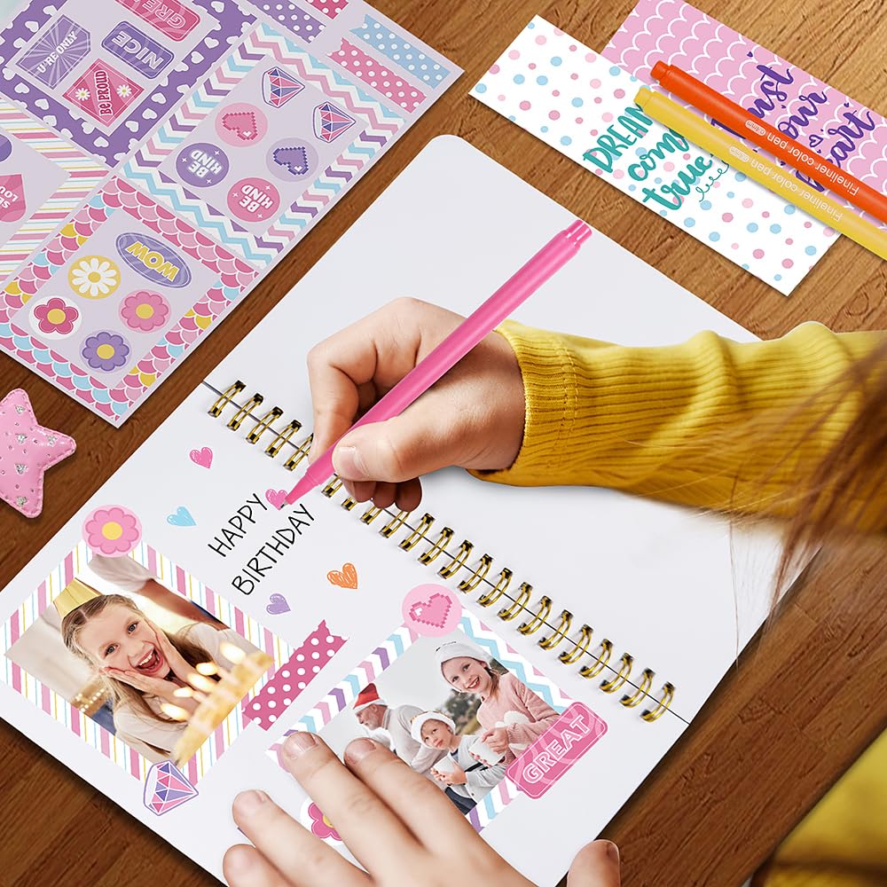 Nollh DlY Journal Kit for Girls Scrapbook Gifts for 8-12 Year Old Girl | 200+PCS Teen Tween Girl Gifts Trendy Stuff Stationery Set Art Crafts Kit 8 9 10 11 12 13 14 Year Old Girl Birthday Gift