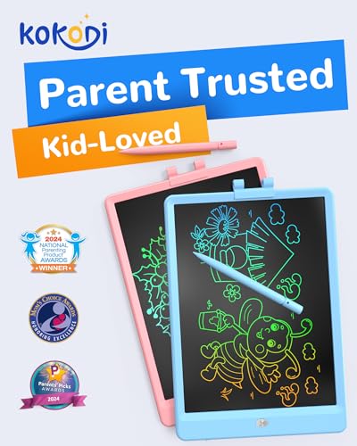 KOKODI LCD Writing Tablet, Gifts for 3 Years Old Boys and Girls，10 Inch Colorful Doodle Board Drawing Tablet, Erasable Reusable Electronic Drawing Pads, Educational and Learning Toys for Kids