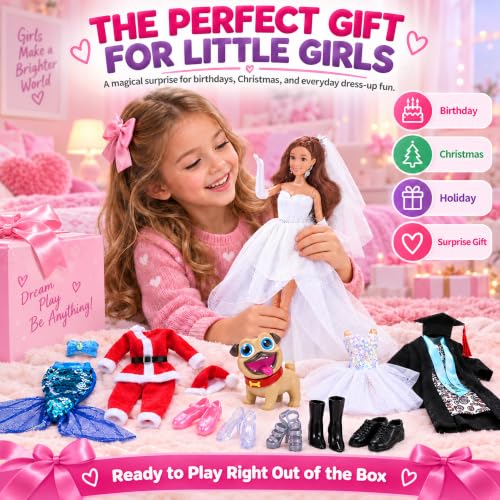 11.5 Inch Doll Clothes and Accessories Gift Set with 1 Fashion Doll