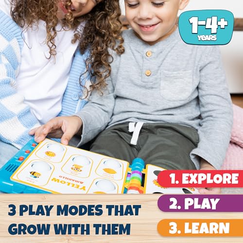Chuckle & Roar Pop It Book, Colors, English & Spanish, Quiet Mode, 1–4+ | English & Spanish Color Toddler Learning Toys, Quiet Mode Option, Sturdy Plastic Sensory Toys, Busy Book for Toddlers 1-3
