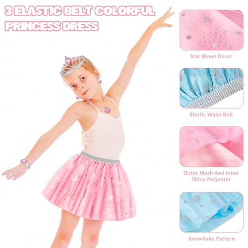 Princess Dress Up & Jewelry Set, Pretend Play Toy, B-day Gift for Girl 3+ | Costumes Set incl Color Skirts, Shoes, Crowns, Accessories, Girls Role Play Gift for Girl Toddler ​B-Day Party Favors