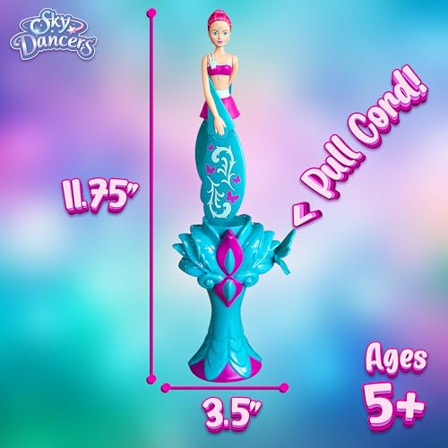 Sky Dancers Flying Doll, Pull-String Toy, No Batteries, Turquoise Twinkle | Really flies; Pull-string powered; No batteries; Indoor/outdoor play; Screen-free fun; Ages 6+, retro