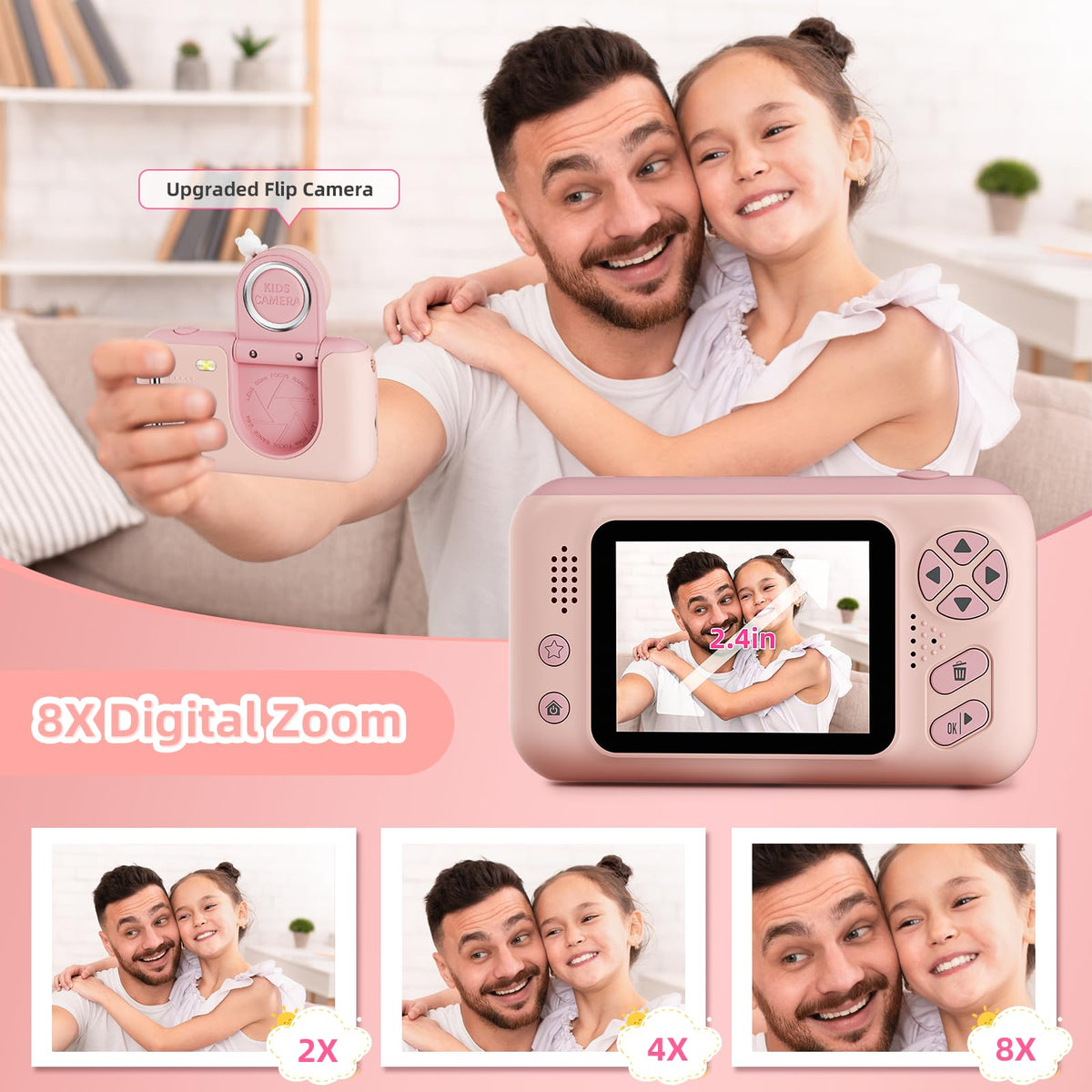 Makolle Kids Camera Toys for Girls 3-12 Year Old,HD Digital Video Camcorder Camera with Tripod,Children Chritmas Birthday Gift with SD Card-Pink