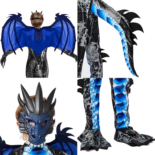 Spooktacular Creations Halloween Kid Dragon Costume, Boys Dragon Wings, Tail and Mask Set for Halloween Dress Up