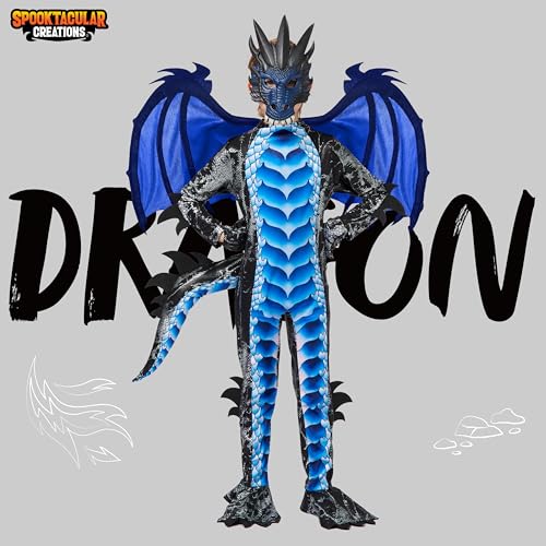 Spooktacular Creations Halloween Kid Dragon Costume, Boys Dragon Wings, Tail and Mask Set for Halloween Dress Up