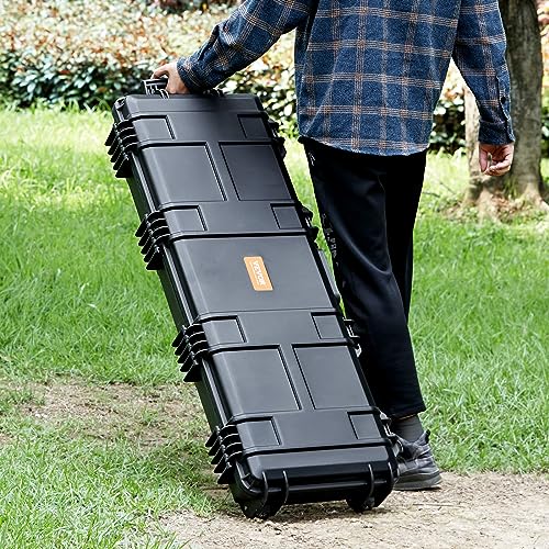 VEVOR Rifle Case, Rifle Hard Case with 4 Layers Fully-protective Foams, Lockable Hard Gun Case with Wheels, IP67 Waterproof & Crushproof, for Rifles or Shotguns