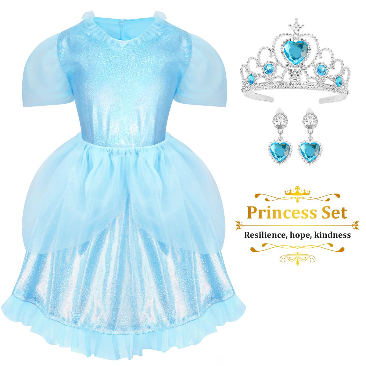 LIMIROLER Princess Dress Up Clothes for Little Girl Role Play Costume Gift Set Princess Dress Up Toys for Toddler Girls