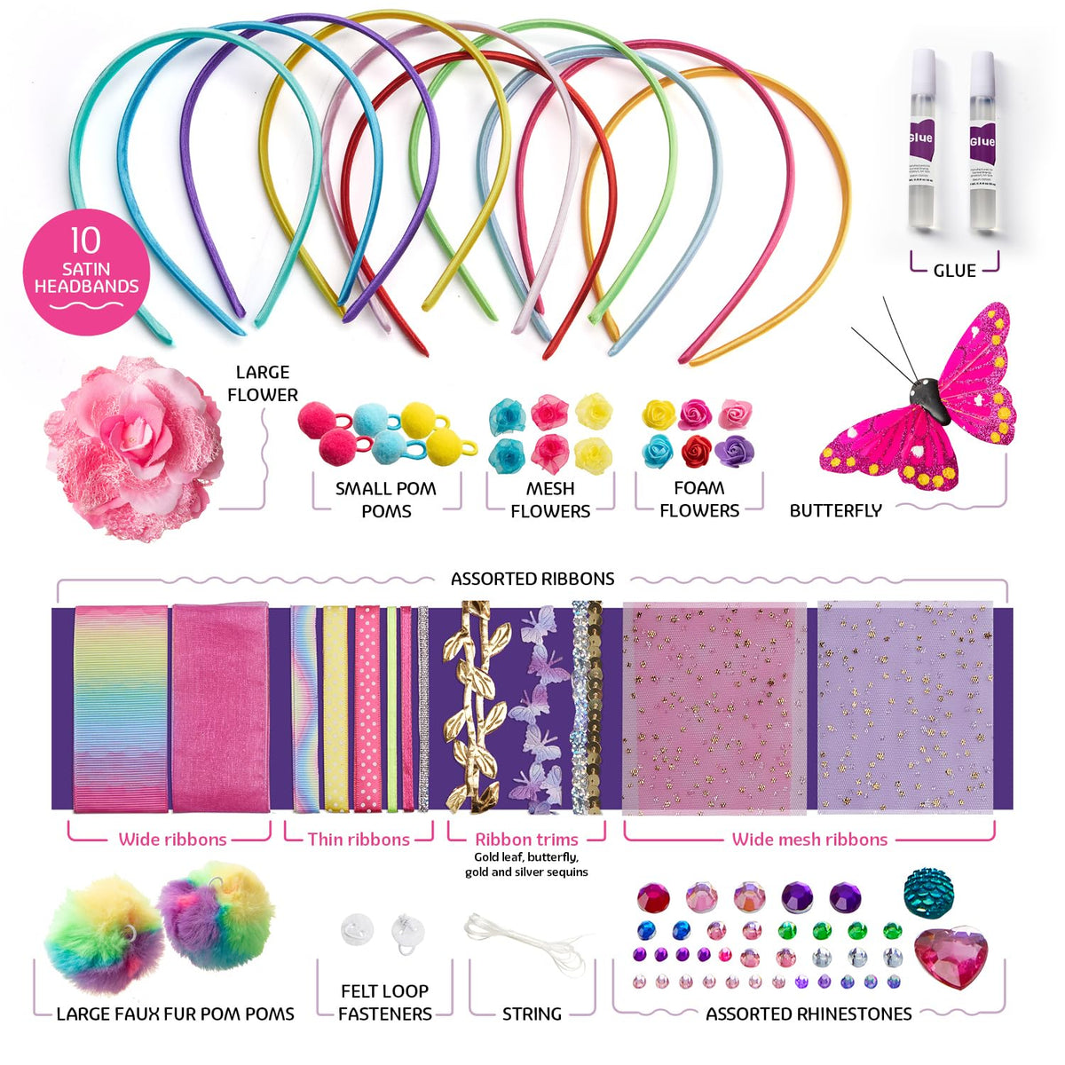 Pretty Me Headband Making Kit for Girls - Arts & Crafts Easter Gift - Make Your Own Fashion Headbands for Kids - DIY Hair Accessories - Gift for Ages 5-12 Year Old Girl - Little Kids Art & Craft Gifts