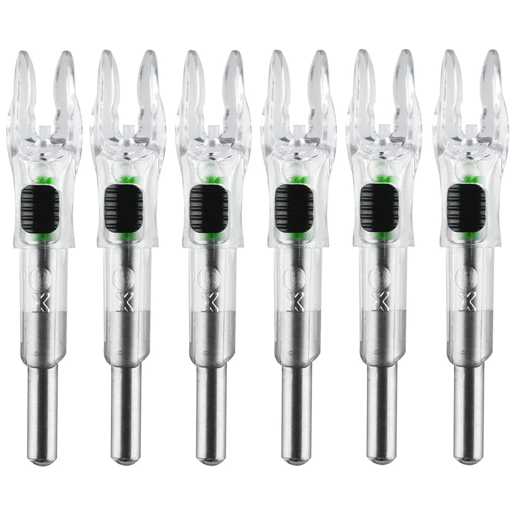KEAUP 6PCS X Lighted Nocks for Arrows with .204 .233 .244 .246 Inside Diameter with H, S, GT Bushings High-Visibility LED Arrow Nocks, ON/Off Switch Included