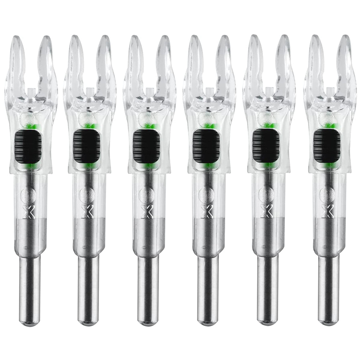KEAUP 6PCS X Lighted Nocks for Arrows with .204 .233 .244 .246 Inside Diameter with H, S, GT Bushings High-Visibility LED Arrow Nocks, ON/Off Switch Included