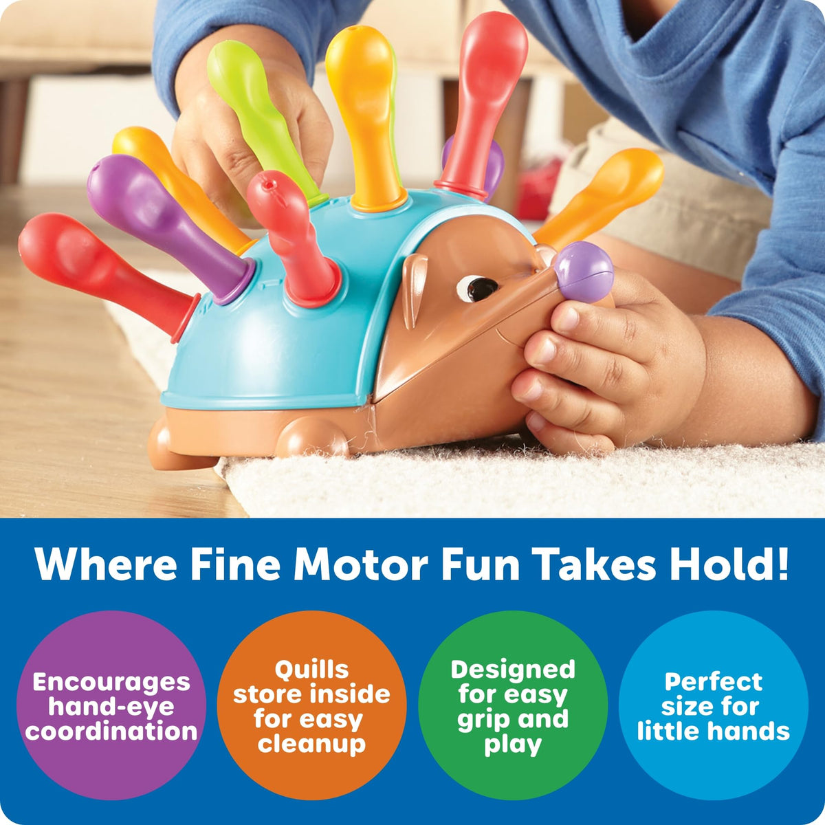 Learning Resources Spike The Fine Motor Hedgehog, Toddler Learning Toys, Fine Motor and Sensory Toys, Educational Toys for Toddlers, Montessori Toys, Ages 18+ Months,14 Pieces