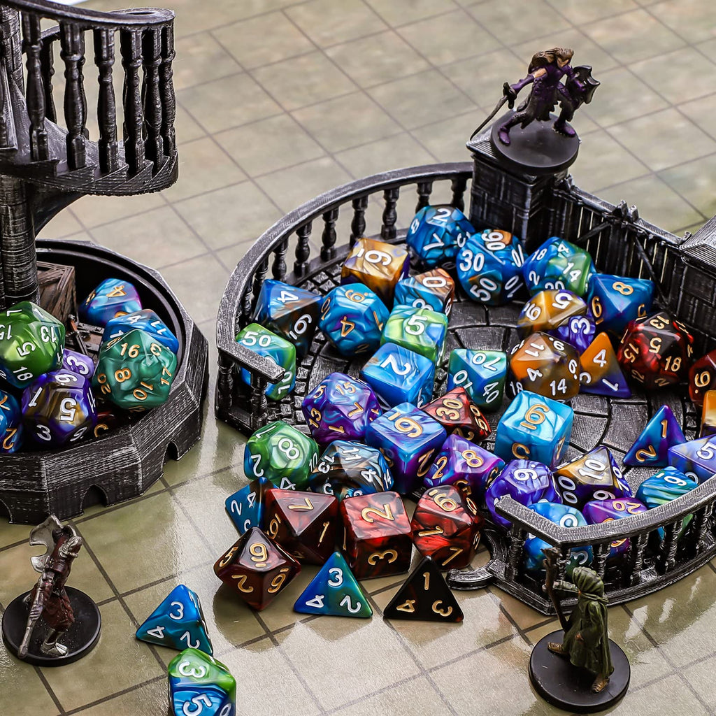 CiaraQ Polyhedral Dice Set - DND Role Playing Dice | Acrylic RPG Dice for Dungeons and Dragons MTG Table Games, Multi-color, 35pcs