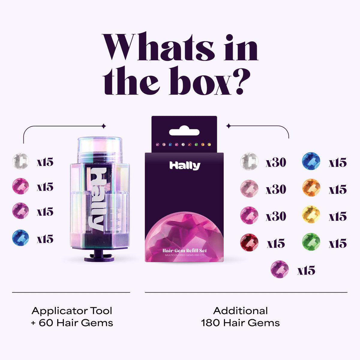 Hally Hair Gem Pen Kit with 240 Stick-On Hair Gems and Stamper Tool | Easy to apply and hair-safe adhesive; a colorful accessories kit for girls and kids that adds instant sparkle.