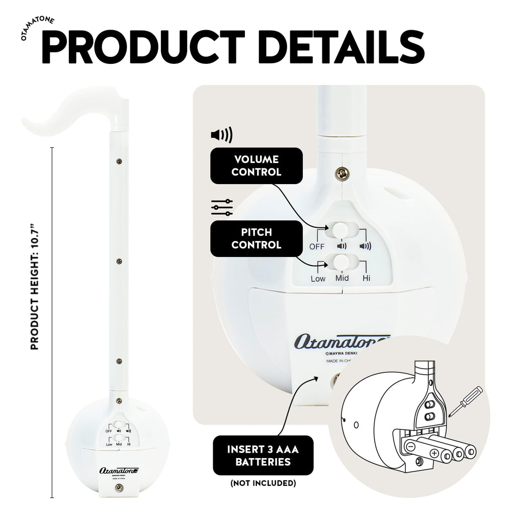 Otamatone Japanese Electronic Synthesizer Musical Instrument Toy - White | Portable Music Synthesizer from Japan by Maywa Denki Studio Award Winning Educational Fun Gift for Children, Teens & Adults