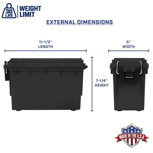 Sheffield 12629 Ammo Box Made in USA, Stackable Lockable Ammo Storage Box | Lockable Storage Box, Water and Dust Resistant Dry Box, Secures Hunting Gear, Gun Accessories, Supplies, and Bullets