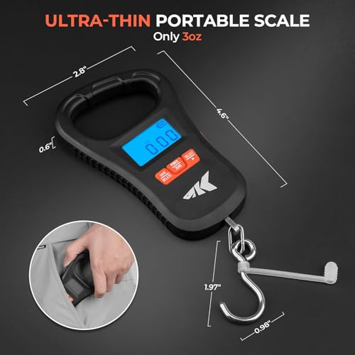 KastKing ToughTide USB Charging Fish Scale with Lip Gripper, Black Combo