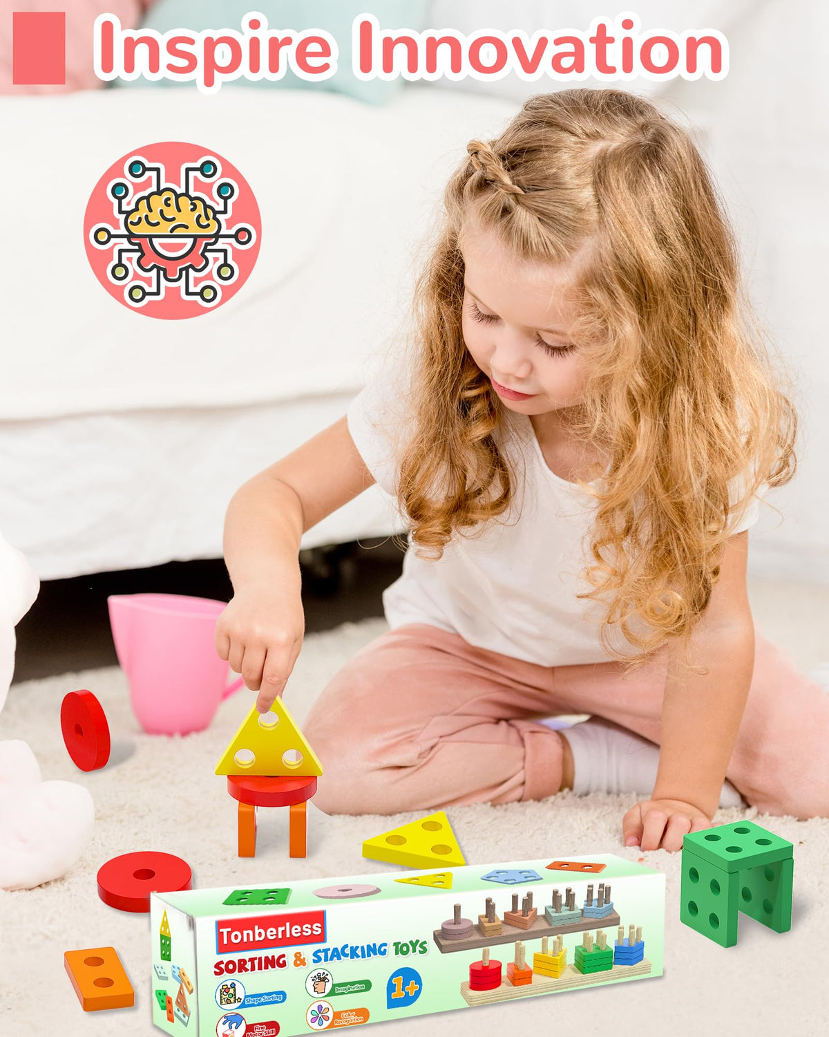 Montessori Toys for 1 2 3 Year Old Boy Girl, Toddler Learning Toys Gifts | Montessori Sensory Toys, Toddler Toy 2-3, Boy Girl Birthday Gifts, Wooden Block, Puzzle, Shape Sorter, Toddler Activities